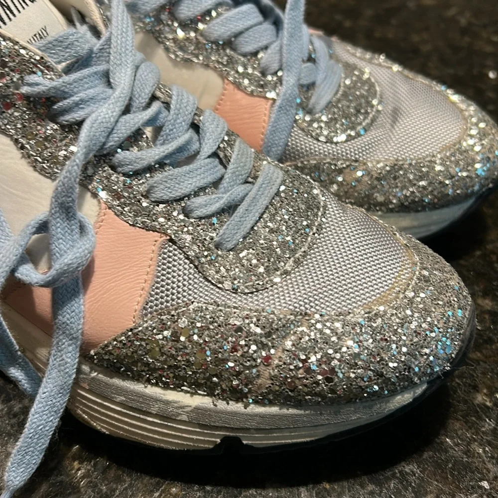 Golden Goose Silver Glitter and Pink Sneakers - Picture 10 of 15